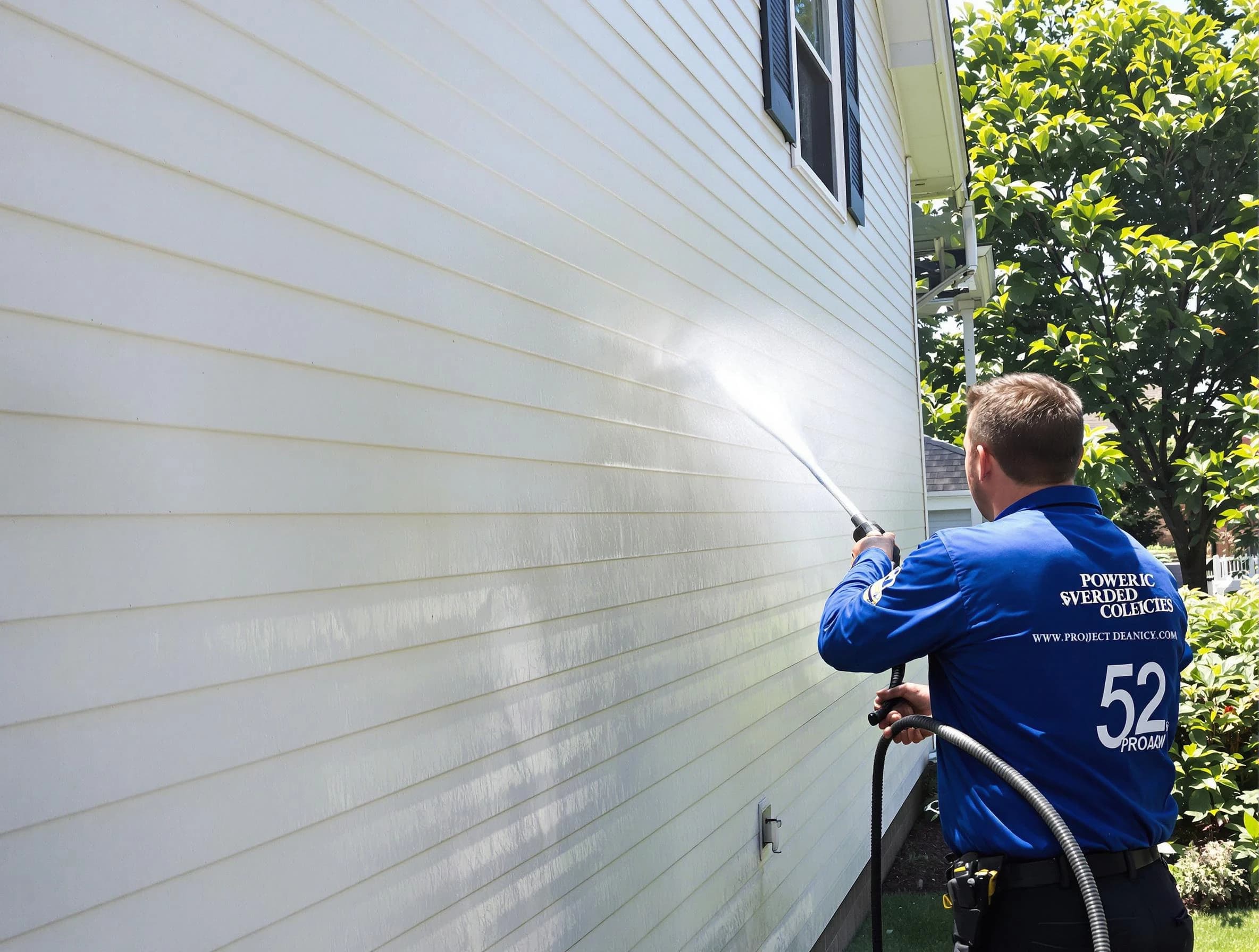 A Lyndhurst Power Washing technician power washing a home in Lyndhurst