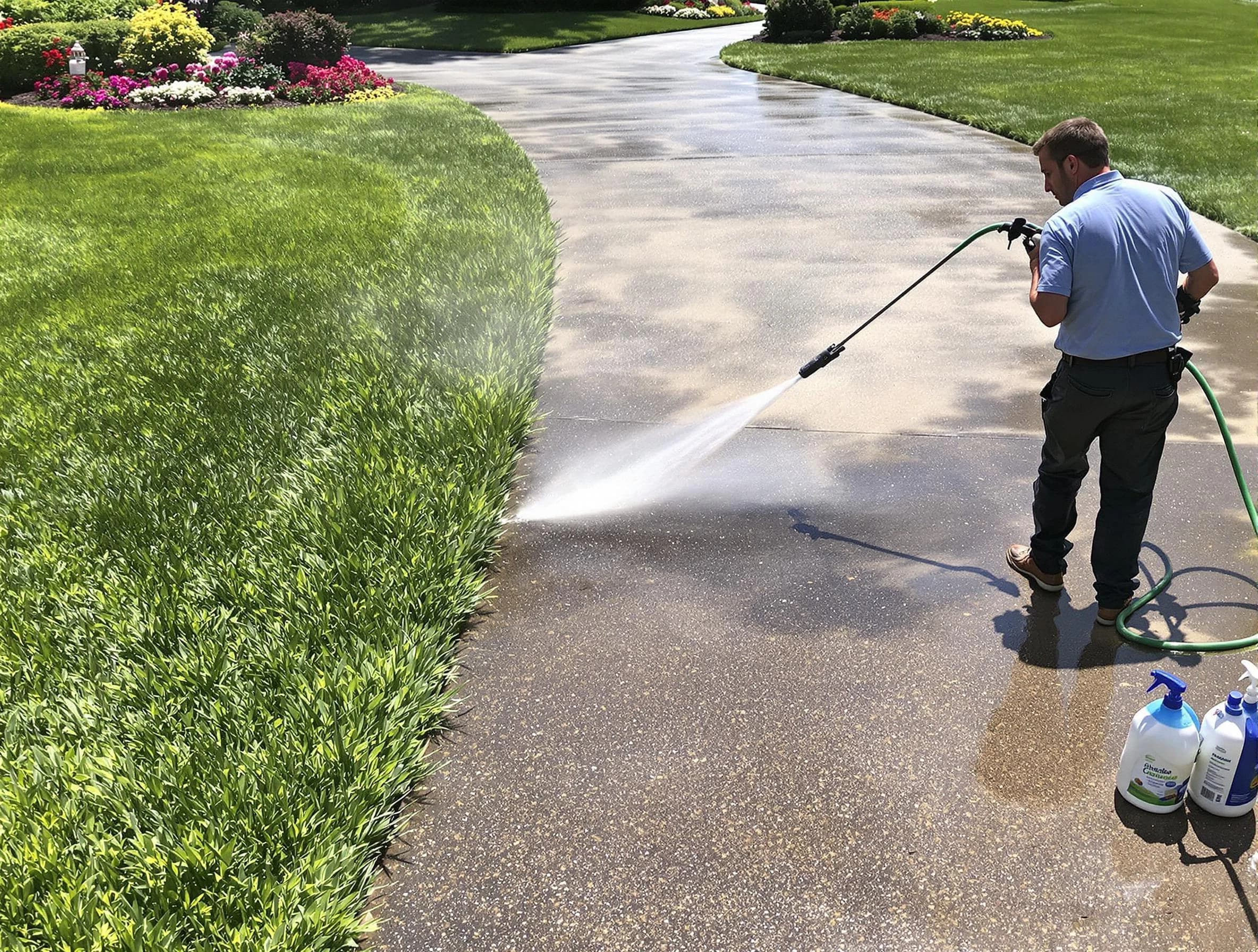 Before and after pressure washing by Lyndhurst Power Washing in Lyndhurst